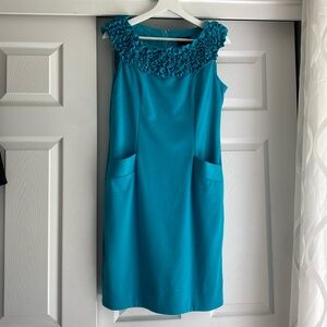NWOT but never worn Just…Taylor Knit Turquoise dress. Size 10 (fits like an 8)